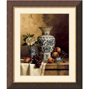  Blue & White Oriental Still Life with Peaches & Grapes 