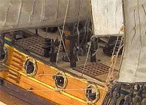 hardwood blocks and deadeyes brass nails three diameters of rigging 