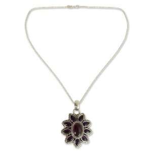Amethyst flower necklace, Purple Blossom