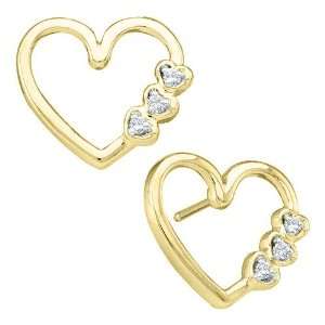  10K Yellow Gold 0.07 ct. Diamond Heart Earrings Katarina 