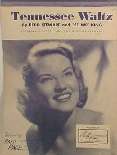 1948 TENNESSEE WALTZ SHEET MUSIC Patti Page Cover  