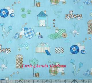   Henry Monkeys Bizness Little Farm Blue Fabric by yard  