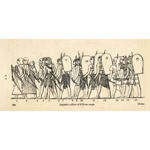  1854 Woodcut Ancient Thebes Egyptian Military Soldiers 