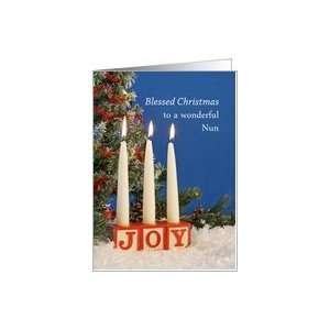  Nun, Blessed Christmas Card, Candles, Joy Card Health 