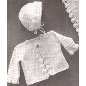 Vintage Crochet PATTERN to make   Baby Bonnet Sweater Blanket. NOT a 