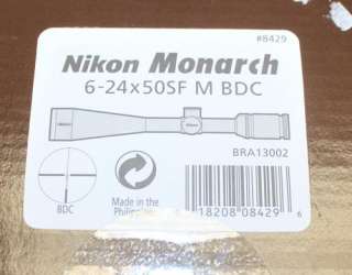 Nikon Monarch 6 24x50 BDC Reticle 8429 1 Tube Scope Matte Black 50mm 