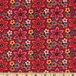  43 Wide Aurora Flower Garden Raspberry/Blue Fabric By 