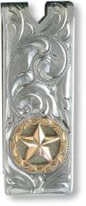 Sterling Engraved Money Clip w/Gold Star by Vogt Silver  