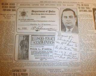 1931 CHICAGO newspaper Gangster AL CAPONE GUILTY of FEDERAL INCOME TAX 
