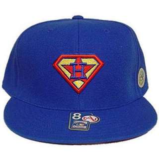 MLB HOUSTON ASTROS FITTED FLAT 7 3/8 SUPERMAN HAT CAP  