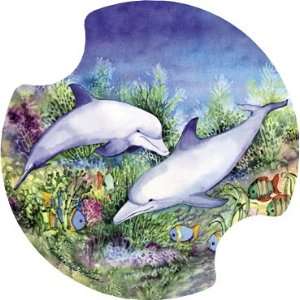  Set of Two Dolphin Duo Carster Car Drink Coasters   Style 