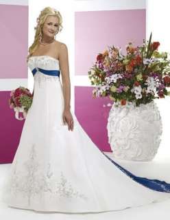 Stock white and blue Wedding Dress Bridal Gown Size 6 8 10 12 14 16 18 
