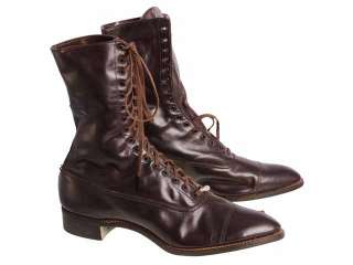 Vintage Girls/Womens Dark Brown Victorian Leather Boots 1910 Sz 5 