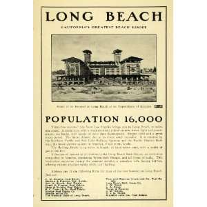 1906 Ad Long Beach California Bath House Inn Vacation   Original Print 