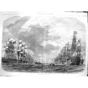   1867 Review Spithead War Ships Flags Antique Fine Art