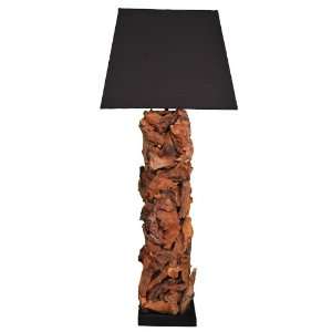  Rustic Teak Pangaea Buffet Lamp with Black Lampshade: Home 