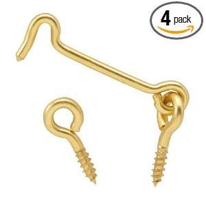 Crown Bolt 62567 1 1/2 Inch Solid Brass Hook and Eye, Gold, 4 Pack