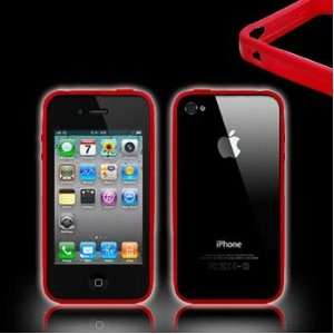 Red Flex Gel Bumper Frame Case / Skin / Cover for AT&T Apple iPhone 4 