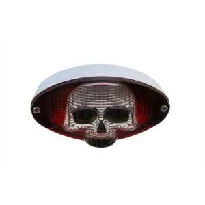  Chrome 12 Volt Clear Skull Cat Eye Bulb Type Oval Red Tail 