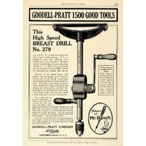  1915 Ad Goodell Pratt 1500 Tools Breast Drill No. 279 