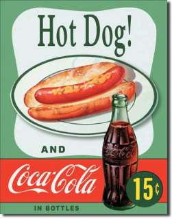 alta collectibles vintage reproduction tin sign a coke and a hot dog