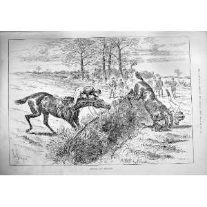  1890 Refusal Disaster Horses Jumping Ditch Country