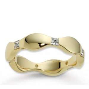   14k Yellow Gold 5mm .30 Carat Pave Set Diamond Wedding Band: Jewelry