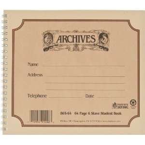  Archives Spiral Bound Manuscript Paper 6 Staves: Musical 