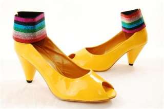 RedShoes Metallic Ankle Band Pumps Shoes 6 37 Yellow  