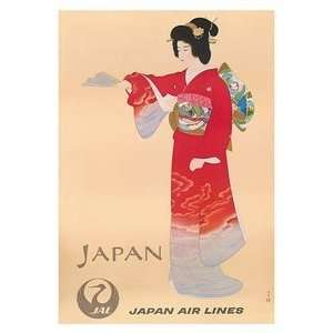  World Travel Poster Japan Air Lines Geisha 9 inch by 12 