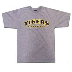  Nike LSU Tigers Grey TIGERS BASEBALL T shirt Sports 