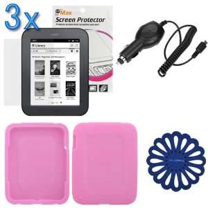   LCD Screen Protector + Car Charger + Blue Cup Pad for Barnes & Noble
