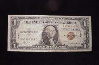 Series 1935 A $1 Brown Seal Silver Certificate Hawaii Note FINE+ FR 