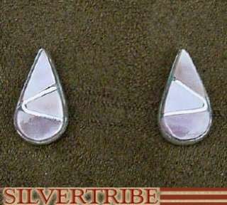 Native American Zuni Pink Mother Of Pearl Post Earring  