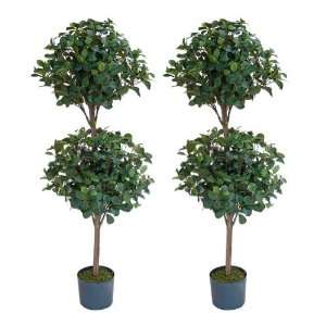   Leaf Double Ball Artificial Topiary Two Tone Green
