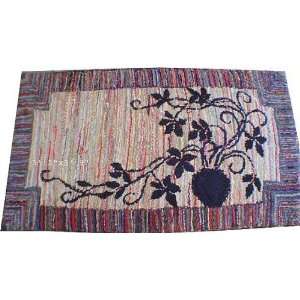   Awesome Antique American Hooked Rug Art Deco Pattern