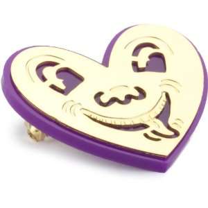  nOir Purple Keith Haring Heart Pin Jewelry