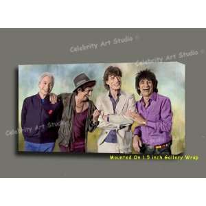 ROLLING STONES MIXED MEDIA CANVAS ART PAINTING W 1.5 GALLERY WRAP 