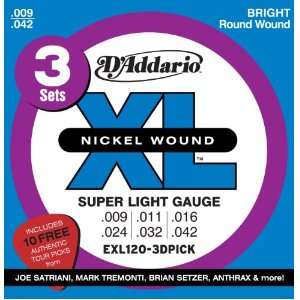   Guitar Strings   Super Light, 9 42, 3 Sets with Collectable Artist