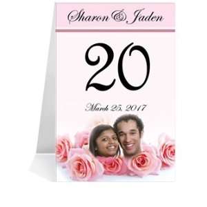   Table Number Cards   Pink Passion Roses #1 Thru #19