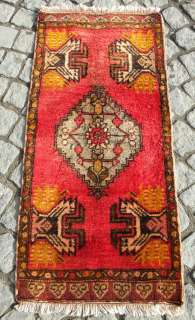Anatolia Turkish Rug 20 x 42 Vintage Hand Woven Wool Mini Kilim Mat 