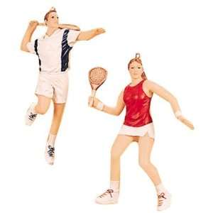  Male and Female Tennis Player Set of 2 Christmas Ornament 