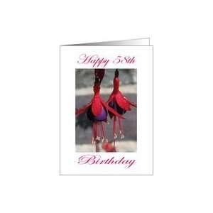  Happy 58th Birthday Purple and Red Flower Card Toys 