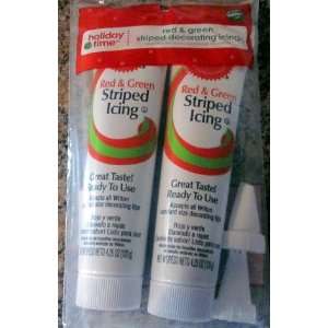 Wilton Red & Green Striped Icing 2 Tubes with Tips