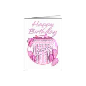  50th Birthday Gift Box   Pink   Happy Birthday Card Toys 