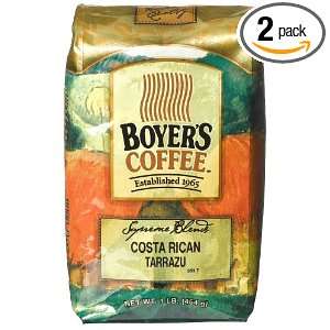 Boyers Coffee Costa Rican Tarrazu, 16 Ounce Bags (Pack of 2)  