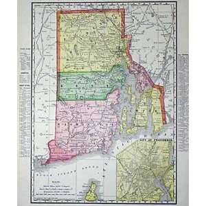  McNally 1895 Antique Map of Rhode Island: Office Products