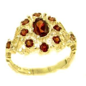  Unusual Solid Yellow Gold Natural Garnet Ring with English 