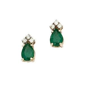   Yellow Gold Diamond, Pearshape Emerald Earrings 1.52ct TW: Jewelry