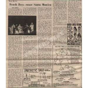  Beach Boys Original Newspaper Concert Review 1971